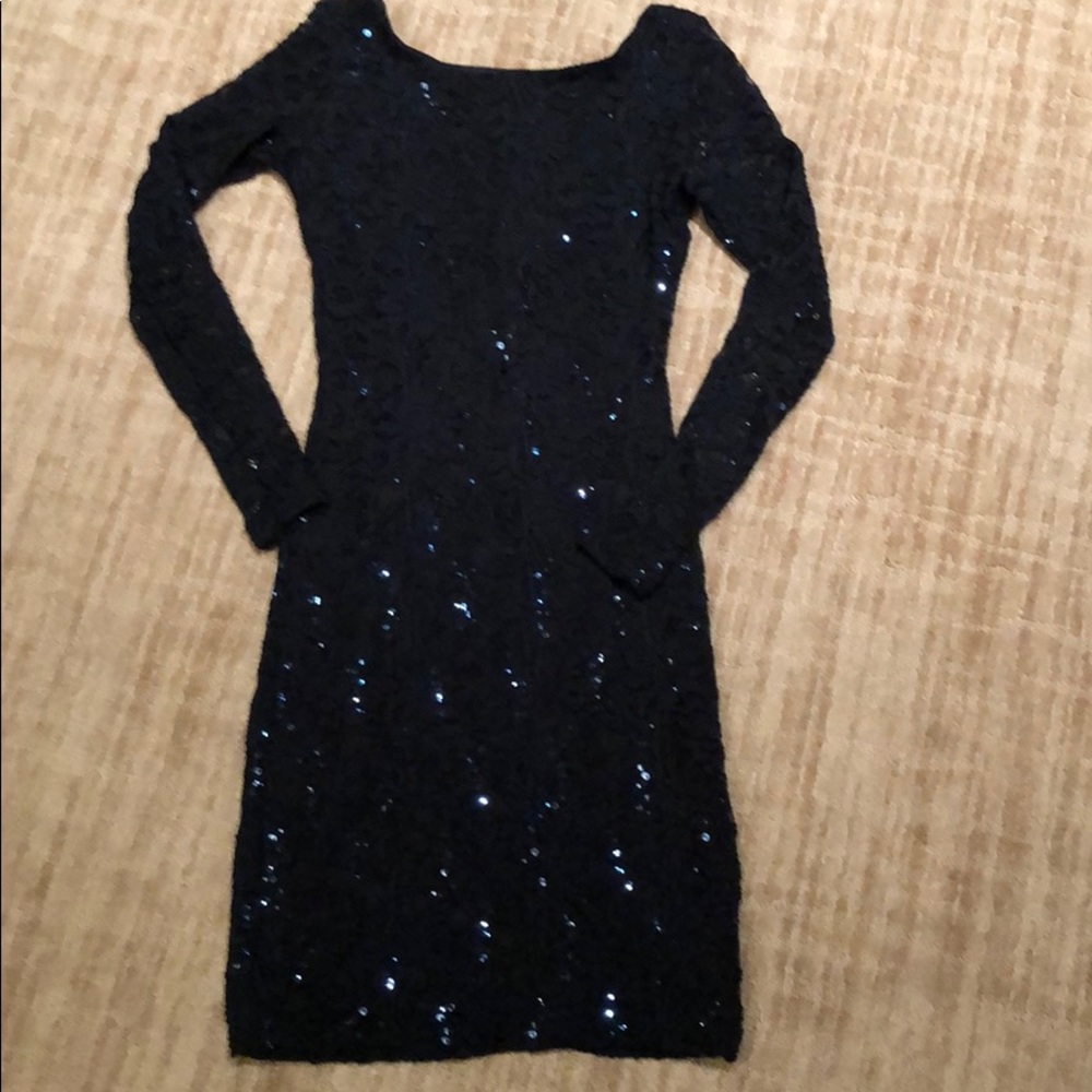 Sequin bodycon mini dress navy blue color size S